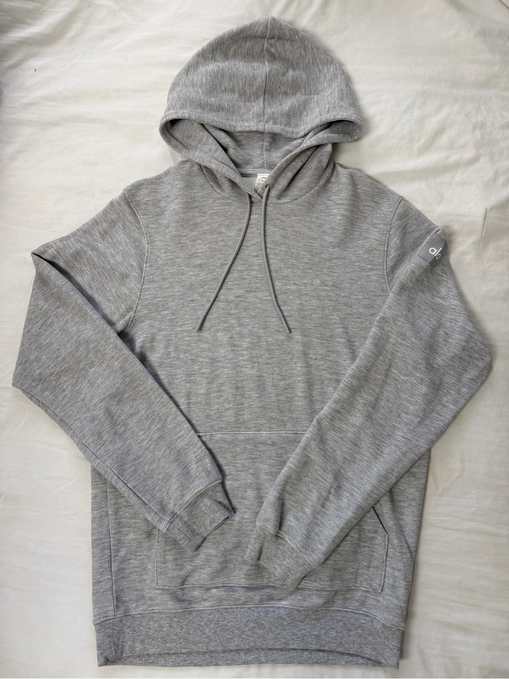 Alo Yoga Gray Waffle Knit Pullover‎ Hoodie Size Small